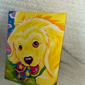 Vtg Lisa Frank School Folder Yellow Dog Puppy With Ball  Pocket Portfolio 90s